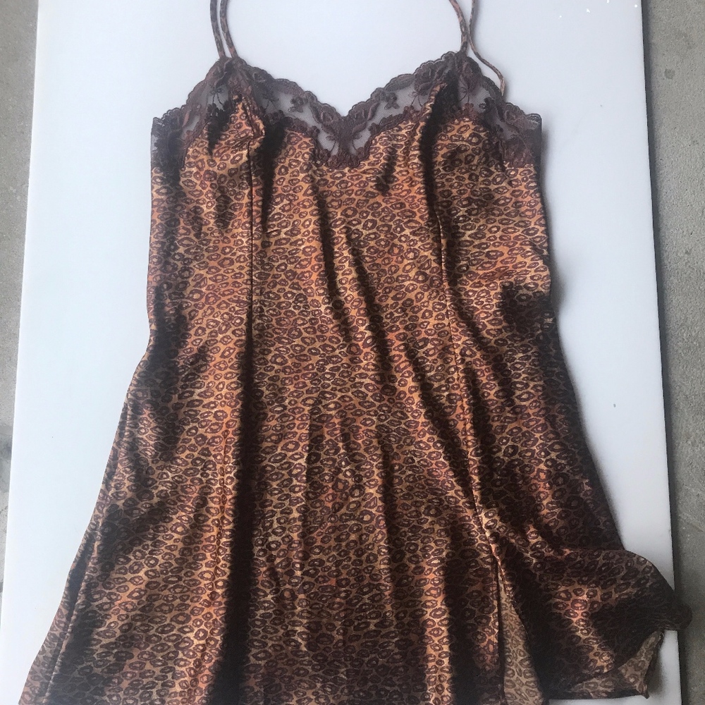 Vintage Victoria's Secret Leopard Print Silk Slip